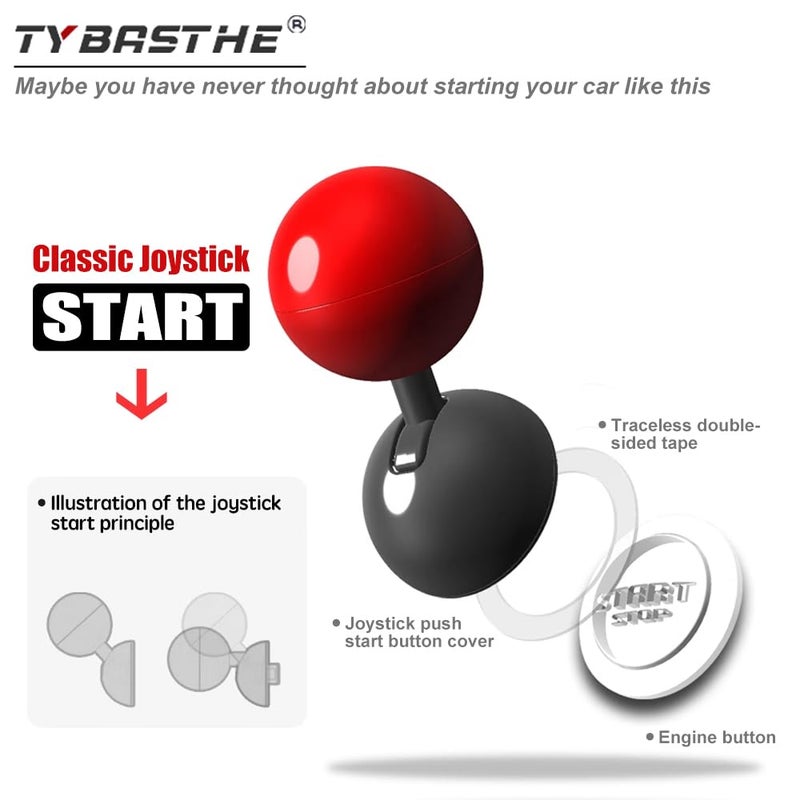 Tybasthe Push Start Joystick, Metal Car Joystick Starter Engine Stop Button Cover, Cool Car Accessories Interior Decorations Red - Image 3
